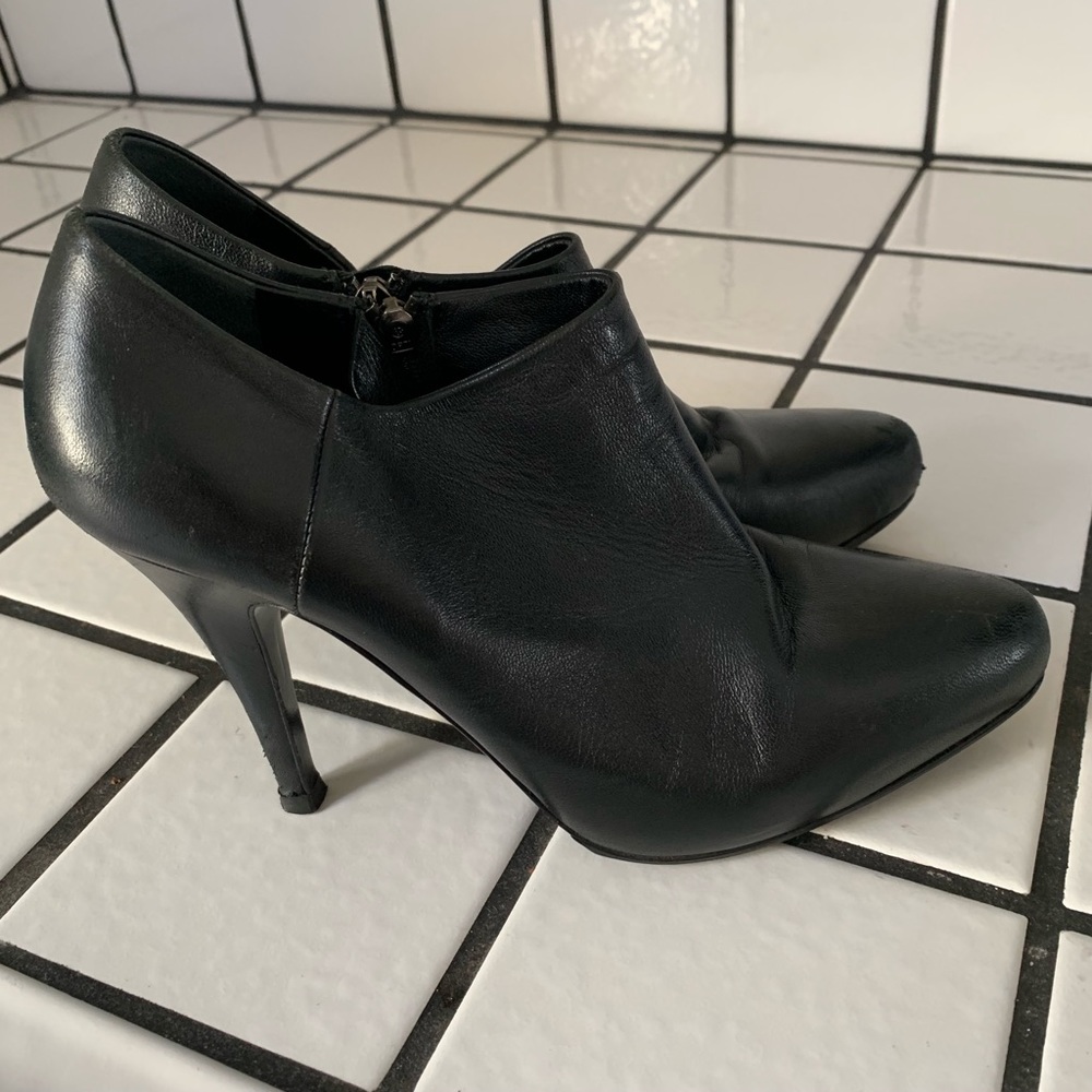 Prada black leather booties